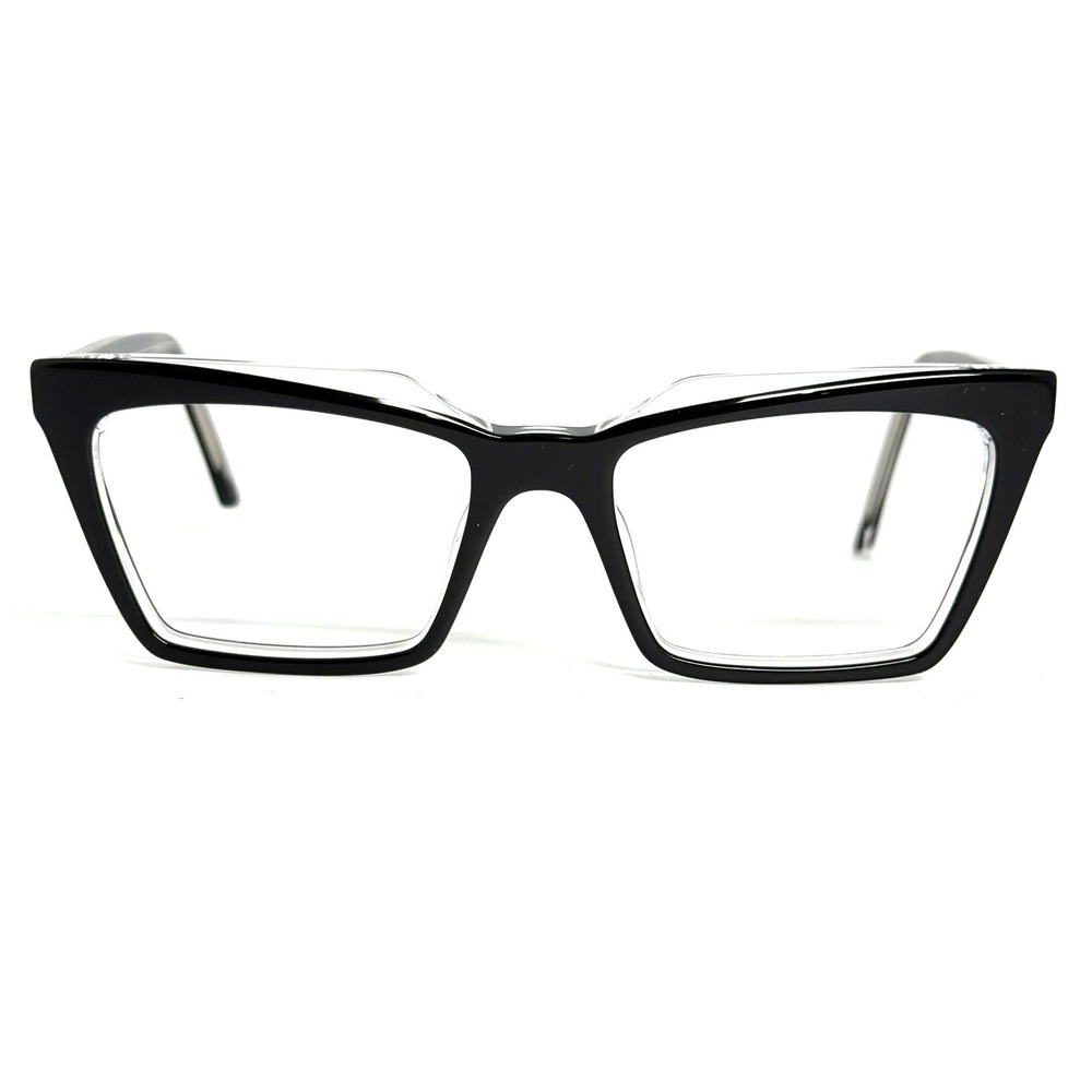 ILLA Imelda A036 Eyeglass Frames Black Clear Cat Eye Made in Italy 53-18